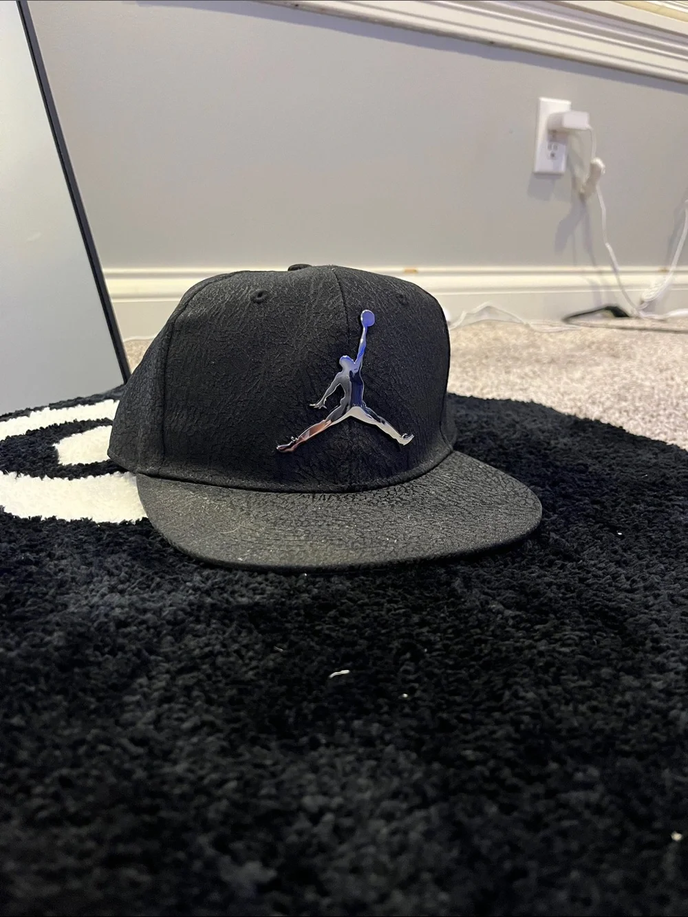 Jordan Black Snapback Hat with Iridescent Jumpman